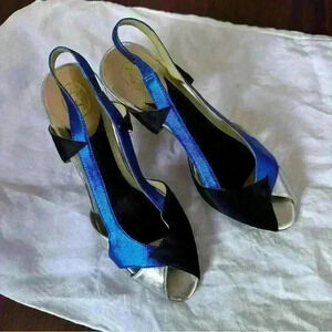 Ash Court Shoes all Leather Tricolor Heels Taper size EU 39 leather sole .